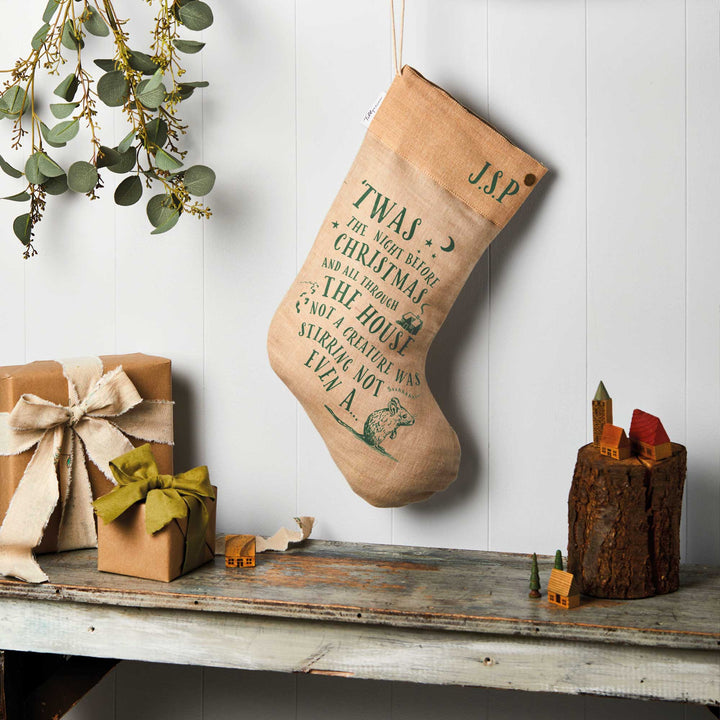 Personalised Juco Linen Christmas Stocking - Night Before Christmas - Tillyanna