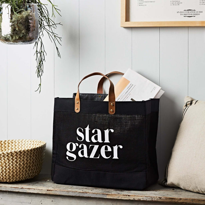 Slogan Market Tote - Black Jute