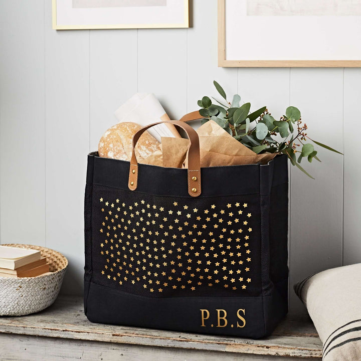 Stars Market Tote - Black Jute - Tillyanna
